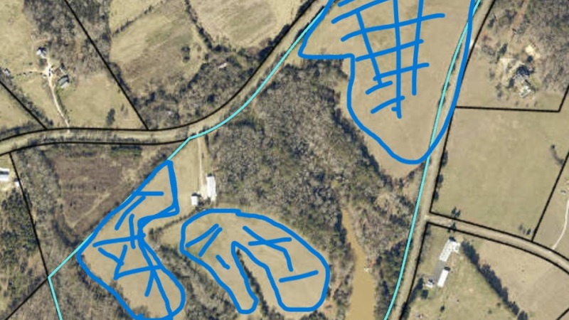 Areas marked in Blue are pastures looking to rent