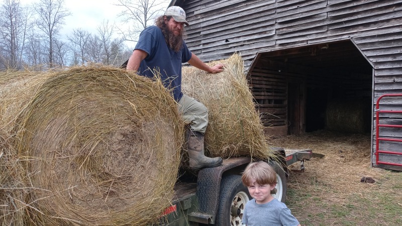 Unloading Hay