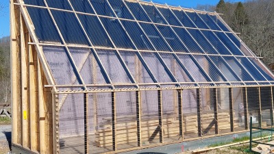 solar heated kiln for drying sawmill lumber 8 ft X 20 ft