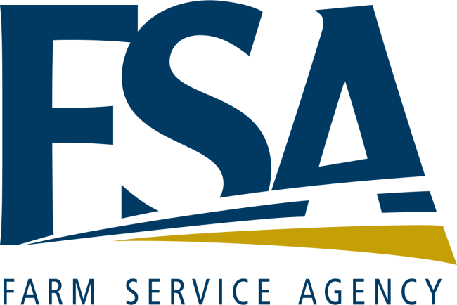 Blue and gold logo for the Farm Service Agency