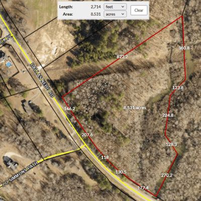 Lick Log Acres +/-8.3 acre Boundary